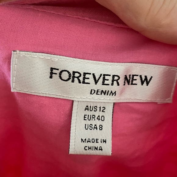 Size 12 - Forever New Posie Textured Smock Shirt Dress in Pink Cosmos - Picture 11 of 13